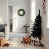 vidaXL Jumătate brad de Crăciun artificial cu suport, negru 120 cm PVC 344675