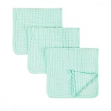 Set 3 Prosoape Muselina Bebelusi REDQUIT, 25x50 cm, Bumbac Organic, Verde, Absorbante, Delicate, Igienice