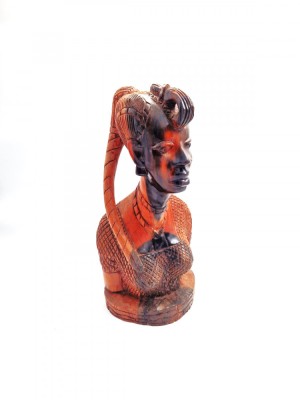 statueta vintage lemn bust nud femeie arta tribala africana 39 cm inaltime foto