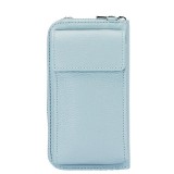 Portofel si port telefon din piele naturala 8971 07 Albastru