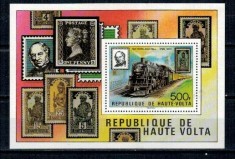 Haute Volta 1973 - Rowland Hill, locomotive, colita neuzata foto