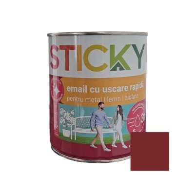 Vopsea alchidica pentru lemn / metal, Sticky uscare rapida, interior / exterior, rosu oxid, 0.75 L foto