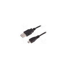 Cablu USB A mufa, USB B micro mufa, USB 2.0, lungime 1m, negru, QOLTEC - 50521
