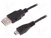 Cablu USB A mufa, USB B micro mufa, USB 2.0, lungime 1m, negru, QOLTEC - 50521 foto