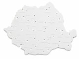 Cumpara ieftin Sablon educativ harta Romaniei alb, 21 x 15 cm, plastic rezistent, cu marcaje pentru resedintele de judet, reutilizabil, pentru scoala si gradinita, 1