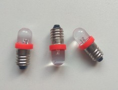 Bec led rosu 6V soclu E10 ptr lanterna avertizare, lampa semnal, macheta, etc foto