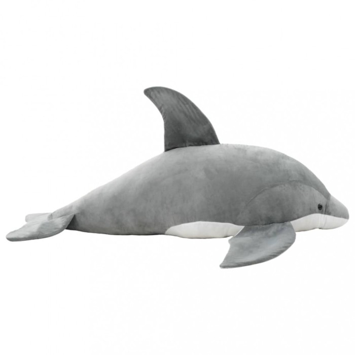 vidaXL Delfin de jucărie, gri, pluș 80231