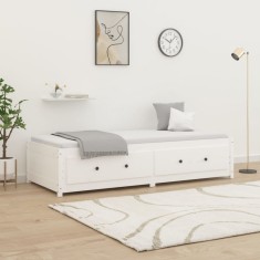 vidaXL Pat de zi fără saltea, alb, 80x200 cm, lemn masiv pin
