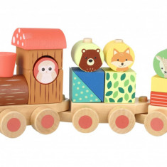 Tren din lemn cu forme si animale | Orange Tree Toys