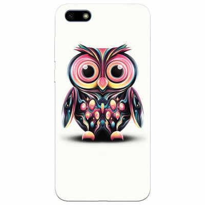 Husa silicon pentru Huawei Y5 Prime 2018, Colorful Owl Illustration foto