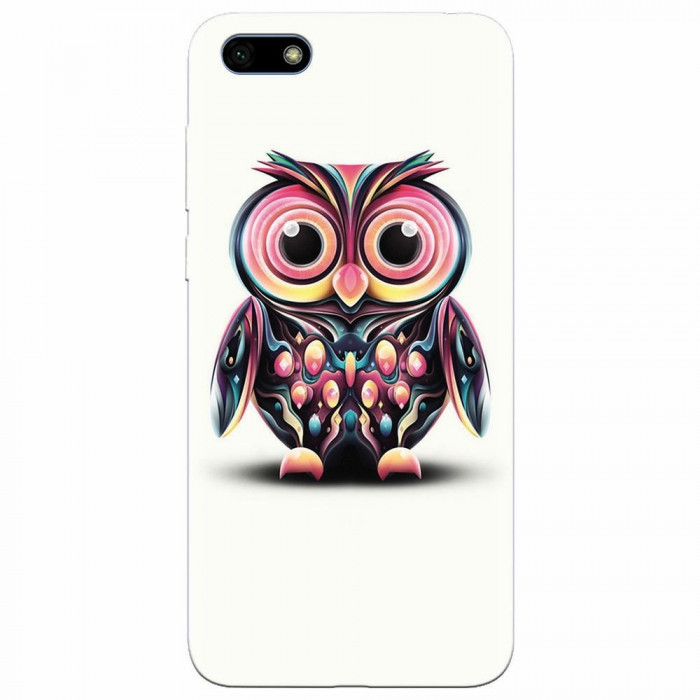 Husa silicon pentru Huawei Y5 Prime 2018, Colorful Owl Illustration