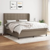 Cumpara ieftin Pat continental cu saltea, gri taupe, 180x200 cm, textil