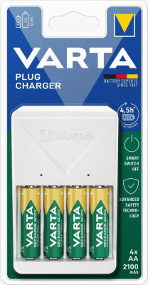 Incarcator Varta Plug Charger 57657 2 4x AA/AAA NiMH + 4 acumulatori AA 2100mAh foto