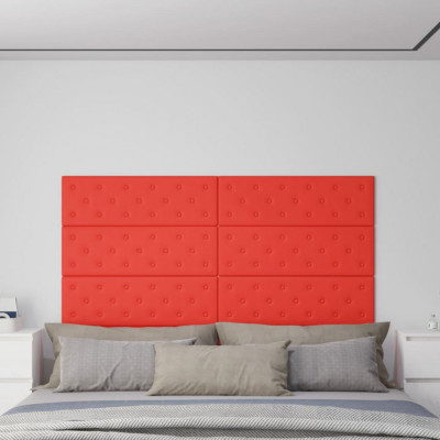 vidaXL Panouri de perete 12 buc. roșu 90x30 cm piele ecologică 3,24 m&amp;sup2; foto