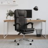 Fotoliu birou rabatabil vidaXL, negru, piele ecologica, pivotant 360&deg;, inaltime reglabila, 63x56x122cm