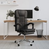 Fotoliu birou rabatabil vidaXL, negru, piele ecologica, pivotant 360&deg;, inaltime reglabila, 63x56x122cm