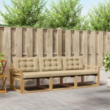vidaXL Set de canapele de exterior cu pernă 3 pcs Alb și Bej 3388375