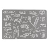 Suport pentru farfurii din PVC, Taupe, 43x28.5 cm, Model franzele și croissante, CMCLASS