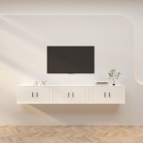 Dulapuri TV montate perete 3 buc. alb extralucios 80x34,5x40 cm