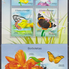 DB1 Sao Tome Fluturi Timbre Parfumate MS + SS MNH