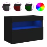 Cumpara ieftin Comoda TV de perete cu lumini LED, negru, 60x30x40 cm