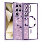 Husa MagSafe pentru Samsung Galaxy S22 Ultra 5G S908, Techsuit, Luxury Glitter, Mov Deschis