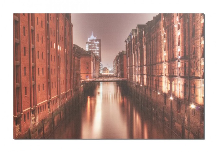 Tablou canvas, Vedere pe inserat din Hamburg, 90x60cm, gata de agatat pe perete