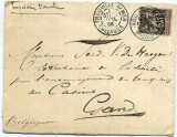 France 1895 Postal History Rare Cover Gare de Nice to Gand Belgium D.582