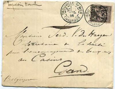 France 1895 Postal History Rare Cover Gare de Nice to Gand Belgium D.582 foto