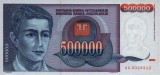 IUGOSLAVIA █ bancnota █ 500000 Dinara █ 1993 █ P-119 █ Serie AA █ UNC █