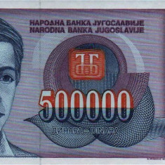 IUGOSLAVIA █ bancnota █ 500000 Dinara █ 1993 █ P-119 █ Serie AA █ UNC █