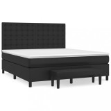 Cumpara ieftin Pat box spring cu saltea, negru, 180x200 cm, piele ecologica