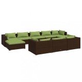 Cumpara ieftin Set mobilier de gradina cu perne, 10 piese, maro, poliratan