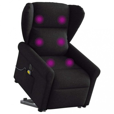 vidaXL Fotoliu electric de masaj rabatabil cu ridicare, negru, textil foto