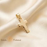 Cumpara ieftin Cruciulita Aurita Braul Maicii Domnului 1.5cm SaraTremo, Placata Aur 3 straturi, Brazilia, Certificat Calitate