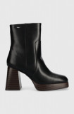 Pepe Jeans botine ABBA WOOD femei, culoarea negru, cu toc drept, PLS50494