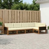 vidaXL Set de canapele de exterior cu pernă 5 pcs Natural și Crem 3382553