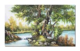 Cumpara ieftin Tablou peisaj din natura pictat manual, 100x60cm ulei pe panza, Geo Ungureanu