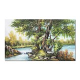 Tablou peisaj din natura pictat manual, 100x60cm ulei pe panza, Geo Ungureanu