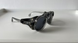 Ochelari de soare Steampunk cu Piele PU, Rotunzi, Unisex, Protectie UV 100%