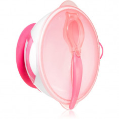 BabyOno Be Active Suction Bowl with Spoon serviciu de masă pentru copii pentru copii Pink 6 m+ 2 buc