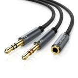 Cumpara ieftin Cablu Audio Splitter Dual Jack 3.5mm Ugreen 0.3m Negru