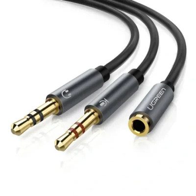 Cablu Audio Splitter Dual Jack 3.5mm Ugreen 0.3m Negru foto