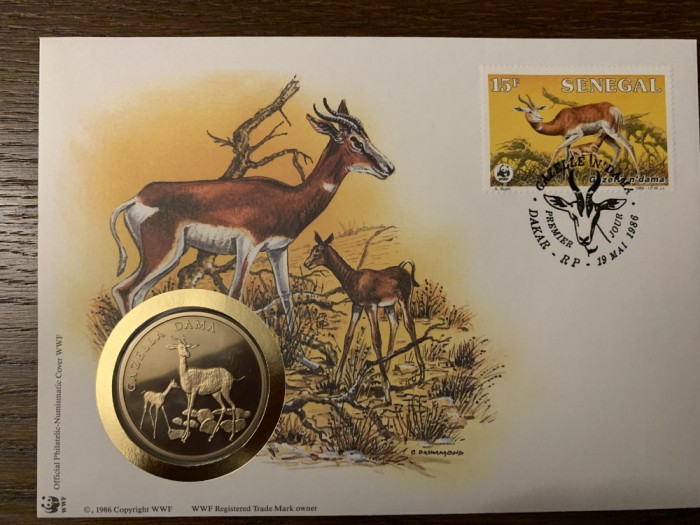 senegal - FDC cu medalie, fauna wwf