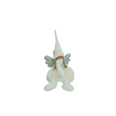 Ornament de Craciun ingeras, Flippy, alb/gri, textil, 51 cm foto