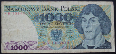 Bancnota 1000 ZLOTI / ZLOTYCH - POLONIA anul 1982 * cod 44 foto