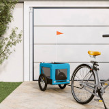 VidaXL Remorcă bicicletă animale companie, albastru/negru, oxford/fier