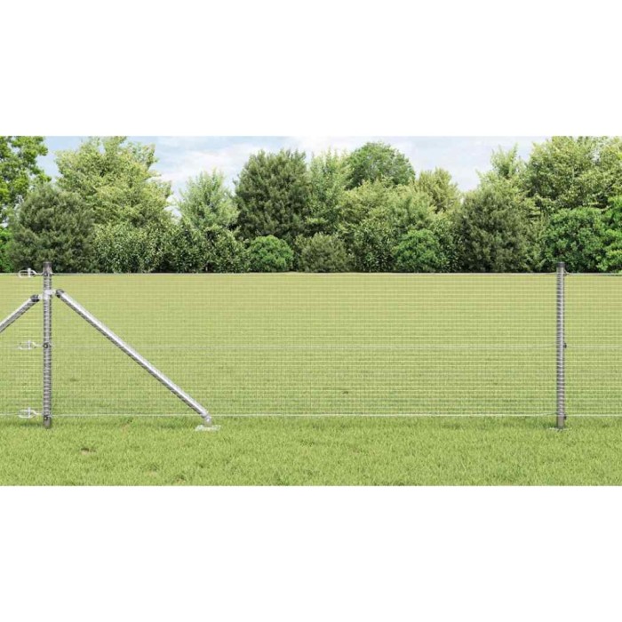 Plasă S&acirc;rmă Sudată cu 13 St&acirc;lpi de Ancorare 0.6x100 m Oțel Galvanizat