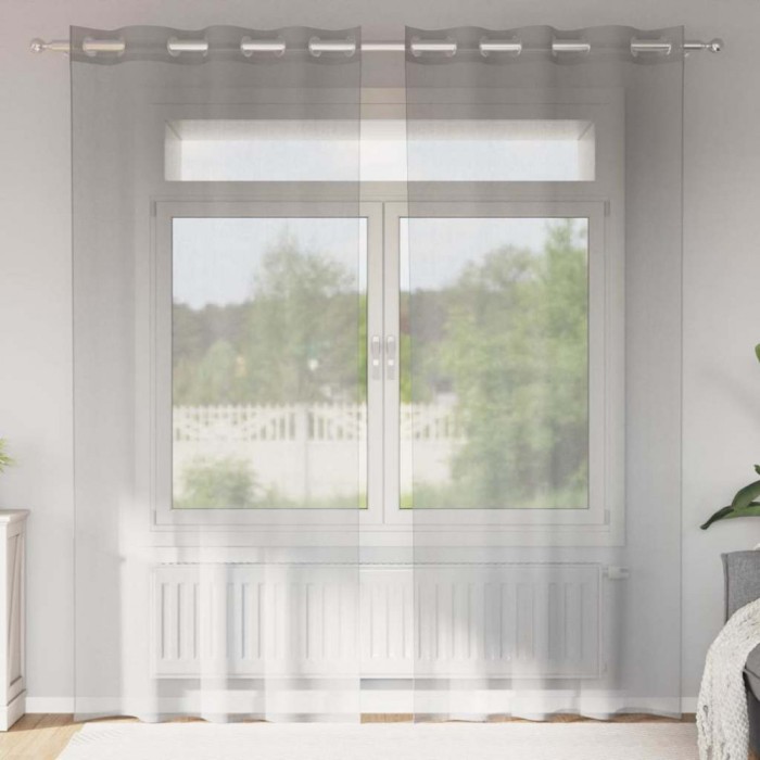 vidaXL Perdele Voile cu Oelii 2 buc Gri deschis 140x245 cm