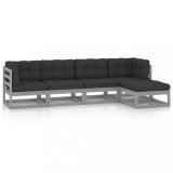vidaXL Set mobilier de grădină cu perne, 5 piese, lemn masiv de pin